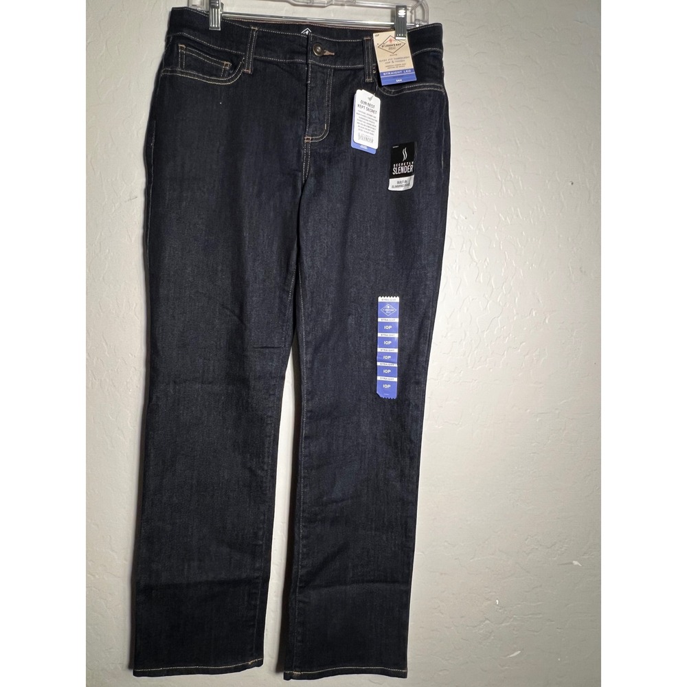 St. John's Bay Secretly Slender Straight Leg Jeans Dark Wash Petite 10P NEW